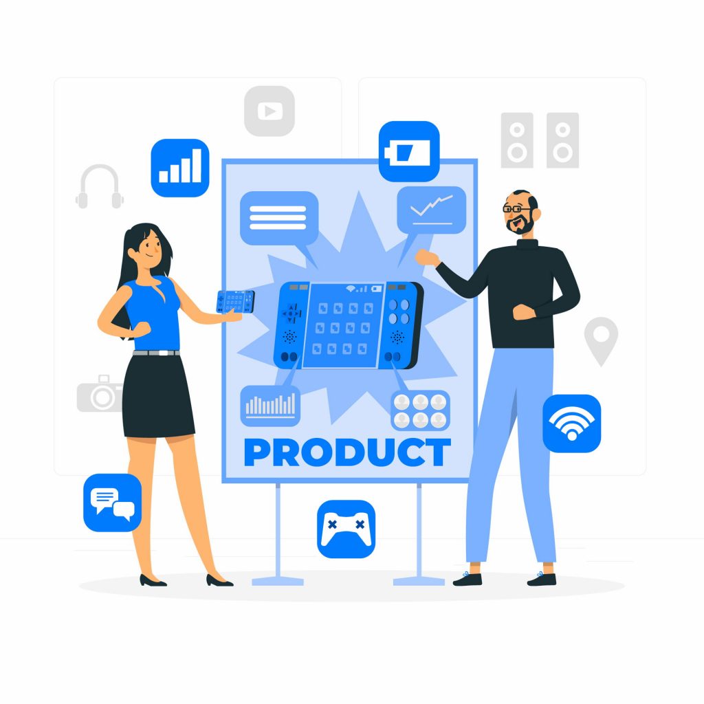productの文字と男女のイラスト