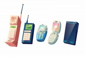 ガラケーからスマートフォンへの進化のイラスト