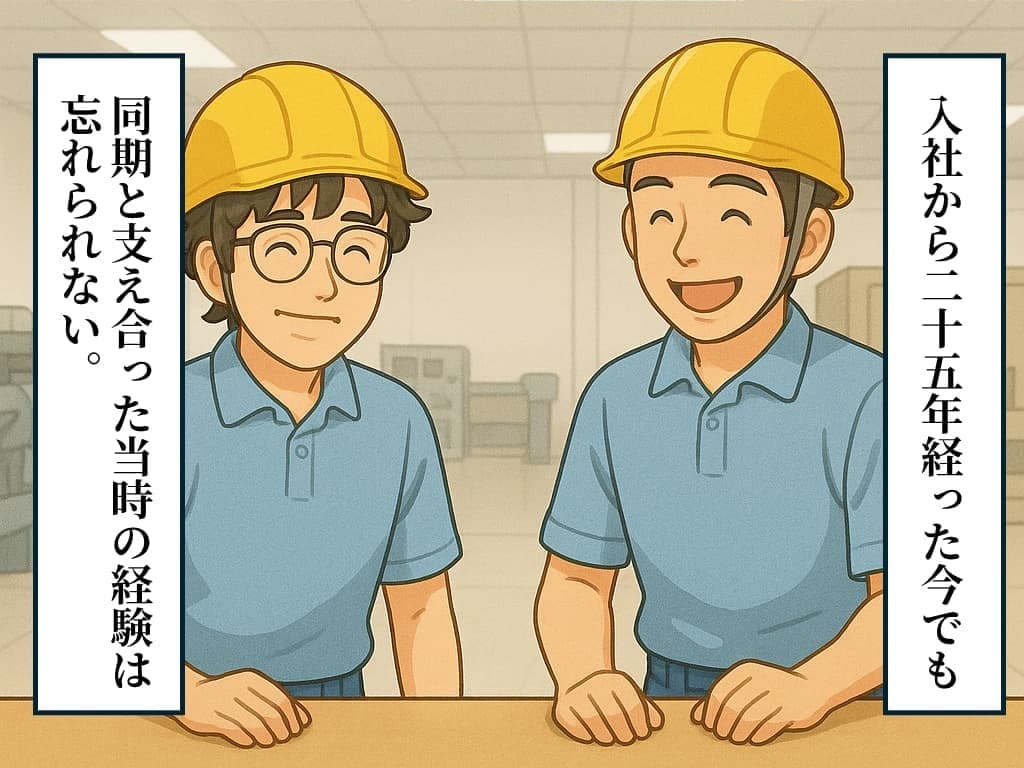 作業服を着た二人の若い男性のイラスト