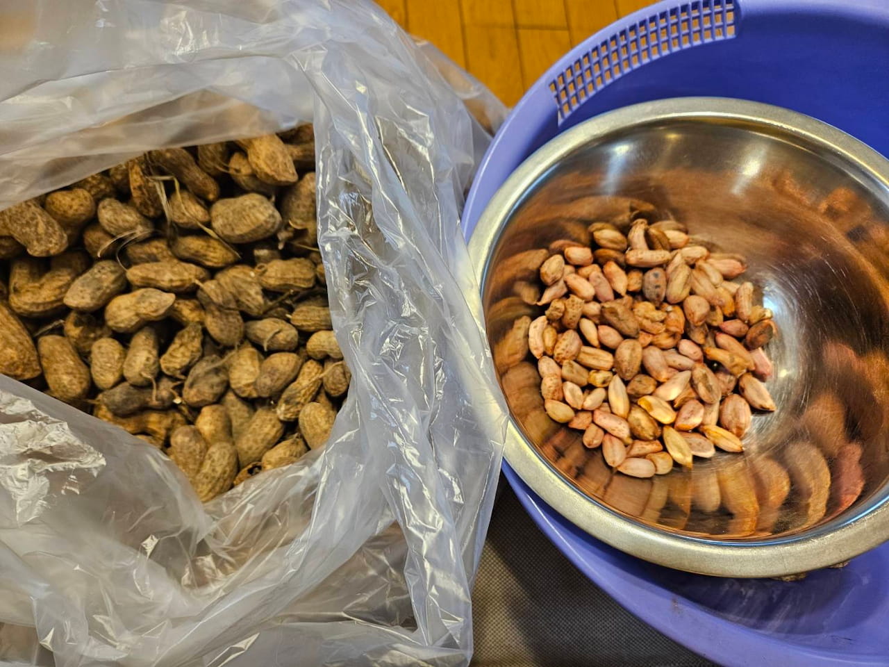 楽しいピーナッツの殻剥き